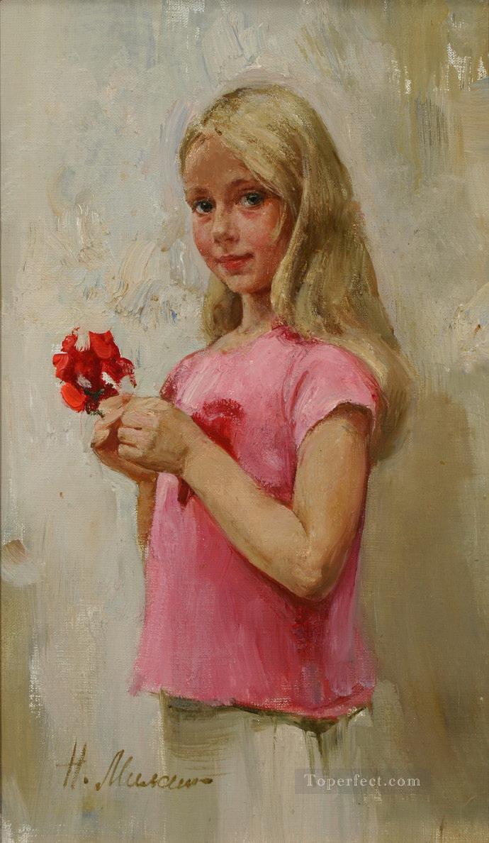 Pretty Little Girl NM Tajikistan 02 Impressionist Oil Paintings
